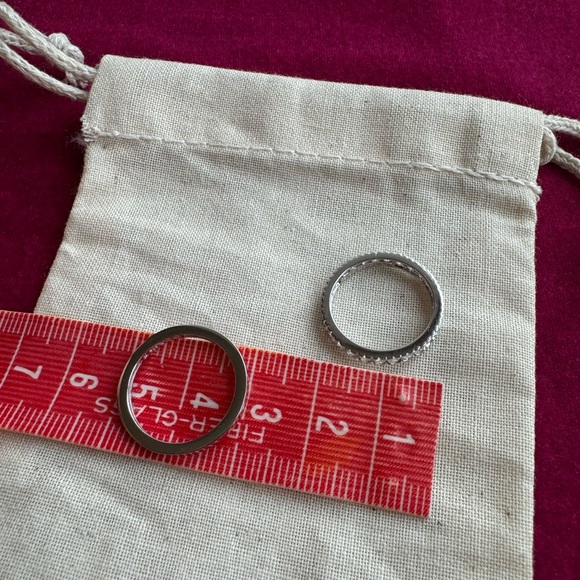 Set of two 925 Sterling Silver Stacking Rings with Cubic Zirconia Eternity Band - Picture 7 of 7